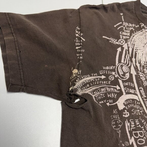 Hurley T Shirt Mens Large 21x27.5 Brown Y2K Style Grunge Skate Skateboard - Picture 4 of 15